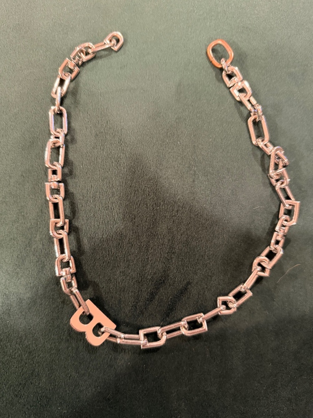 Balenciaga Silver B Chain Thin Link Necklace Monogram